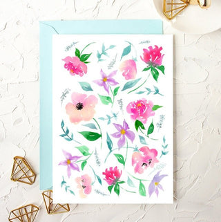 Blank Floral Greeting Card with Anemone and Peonies from Jean Choe Art & Design - Thank You Cards