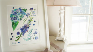 Blue Botanical Rainbow Art Print: Hydrangea Decor from Jean Choe Art & Design - Giclée