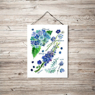 Blue Botanical Rainbow Art Print: Hydrangea Decor from Jean Choe Art & Design - Giclée