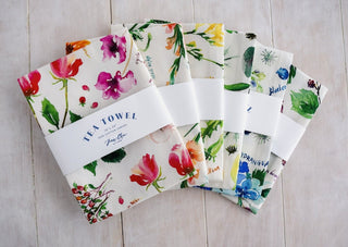 Blue Botanical Tea Towel: Decorative Cotton Towel for Kitchen & Baking from Jean Choe Art & Design - Kitchen & Tea Towels