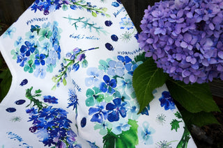 Blue Botanical Tea Towel: Decorative Cotton Towel for Kitchen & Baking from Jean Choe Art & Design - Kitchen & Tea Towels