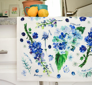 Blue Botanical Tea Towel: Decorative Cotton Towel for Kitchen & Baking from Jean Choe Art & Design - Kitchen & Tea Towels