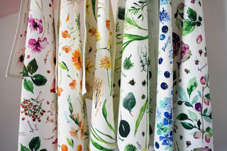 Blue Botanical Tea Towel: Decorative Cotton Towel for Kitchen & Baking from Jean Choe Art & Design - Kitchen & Tea Towels