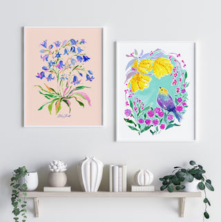 Bluebell Watercolor Art Print: Whimsical Botanical Art from Jean Choe Art & Design - Giclée