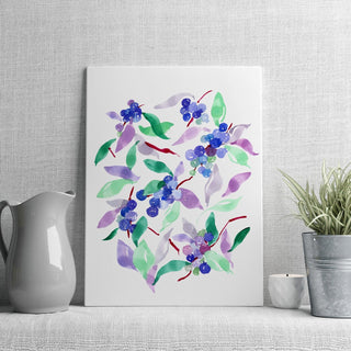 "Blueberry Bounty" Art Print:. Colorful Fruit Print for Kitchen or Dining Room from Jean Choe Art & Design - Giclée