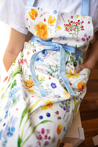 Botanical Rainbow Floral Apron with Pocket. from Jean Choe Art & Design - Aprons