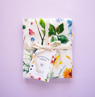 Botanical Rainbow Floral Apron with Pocket. from Jean Choe Art & Design - Aprons