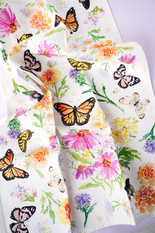 Butterfly Garden Kitchen Gift Set: 1 Tea Towel & 2 Swedish Dishcloths from Jean Choe Art & Design - Kitchen & Tea Towels