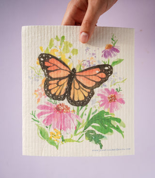 Butterfly Garden Kitchen Gift Set: 1 Tea Towel & 2 Swedish Dishcloths from Jean Choe Art & Design - Kitchen & Tea Towels