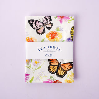 Butterfly Garden Kitchen Gift Set: 1 Tea Towel & 2 Swedish Dishcloths from Jean Choe Art & Design - Kitchen & Tea Towels