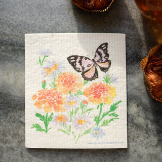 Butterfly Garden Kitchen Gift Set: 1 Tea Towel & 2 Swedish Dishcloths from Jean Choe Art & Design - Kitchen & Tea Towels