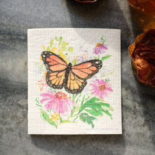 Butterfly Garden Kitchen Gift Set: 1 Tea Towel & 2 Swedish Dishcloths from Jean Choe Art & Design - Kitchen & Tea Towels