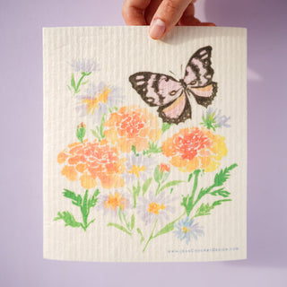 Butterfly Garden Kitchen Gift Set: 1 Tea Towel & 2 Swedish Dishcloths from Jean Choe Art & Design - Kitchen & Tea Towels