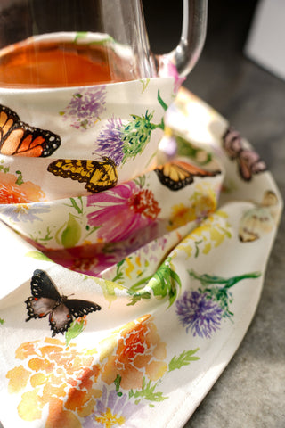 Butterfly Garden Tea Towel: Cotton Canvas Kitchen Towel from Jean Choe Art & Design - Kitchen & Tea Towels