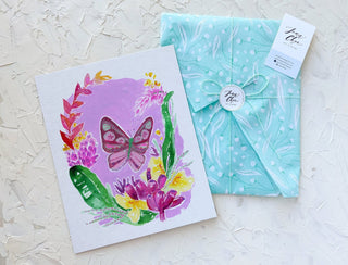 "Butterfly & Pink Bananas" Art Print: Rainforest - Inspired Tropical Art from Jean Choe Art & Design - Giclée