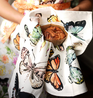 Butterfly Study Kitchen Gift Set: 1 Tea Towel & 1 Swedish Dishcloth from Jean Choe Art & Design - Kitchen & Tea Towels