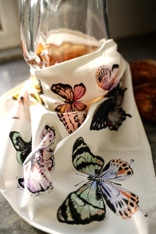 Butterfly Study Kitchen Gift Set: 1 Tea Towel & 1 Swedish Dishcloth from Jean Choe Art & Design - Kitchen & Tea Towels