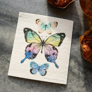 Butterfly Study Kitchen Gift Set: 1 Tea Towel & 1 Swedish Dishcloth from Jean Choe Art & Design - Kitchen & Tea Towels