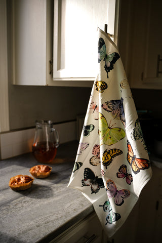Butterfly Study Kitchen Gift Set: 1 Tea Towel & 1 Swedish Dishcloth from Jean Choe Art & Design - Kitchen & Tea Towels