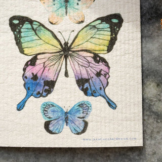 Butterfly Study Kitchen Gift Set: 1 Tea Towel & 1 Swedish Dishcloth from Jean Choe Art & Design - Kitchen & Tea Towels