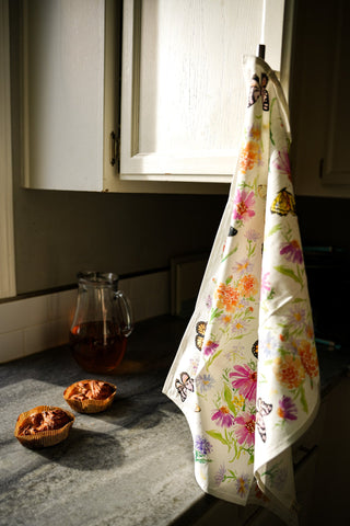 Butterfly Tea Towel Set of 2: Various Butterflies and Flowers from Jean Choe Art & Design - Dishcloths