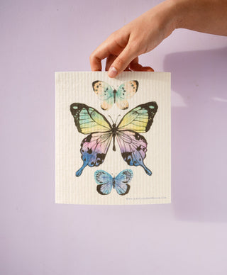 Butterfly Trio Swedish Dishcloth: Eco - Friendly Kitchen Wipe from Jean Choe Art & Design - Reusable Paper Towels