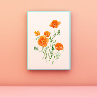 "California Poppies" Art Print: Vibrant Wildflower Wall Art for Nature Lovers from Jean Choe Art & Design - Giclée