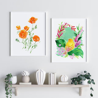 "California Poppies" Art Print: Vibrant Wildflower Wall Art for Nature Lovers from Jean Choe Art & Design - Giclée