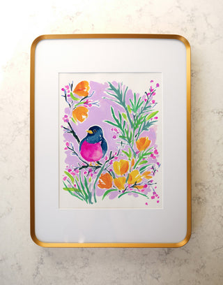 California Poppy Dreaming (Original) with Bronze Metal Frame from Jean Choe Art & Design - Watercolor