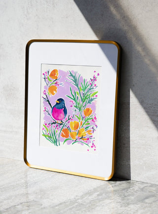 California Poppy Dreaming (Original) with Bronze Metal Frame from Jean Choe Art & Design - Watercolor