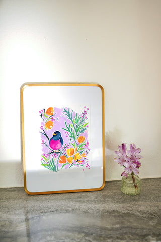 California Poppy Dreaming (Original) with Bronze Metal Frame from Jean Choe Art & Design - Watercolor