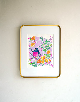 California Poppy Dreaming (Original) with Bronze Metal Frame from Jean Choe Art & Design - Watercolor