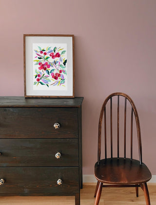 "Cherry Joy" Watercolor Art Print. Vibrant Giclée Print for Kitchen or Dining Room Decor from Jean Choe Art & Design - Giclée