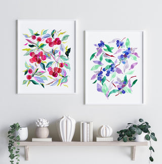 "Cherry Joy" Watercolor Art Print. Vibrant Giclée Print for Kitchen or Dining Room Decor from Jean Choe Art & Design - Giclée
