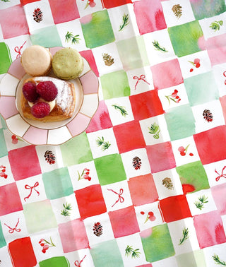 Christmas Checker Tea Towel in Cotton Canvas from Jean Choe Art & Design - Kitchen & Tea Towels
