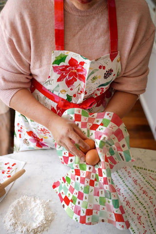 Christmas Checker Tea Towel in Cotton Canvas from Jean Choe Art & Design - Kitchen & Tea Towels