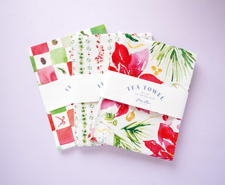 Christmas Checker Tea Towel in Cotton Canvas from Jean Choe Art & Design - Kitchen & Tea Towels