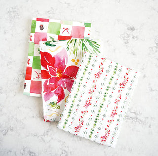 Christmas Tea Towel Set of 3: Holiday Cotton Towels for Kitchen & Baking from Jean Choe Art & Design - Kitchen & Tea Towels
