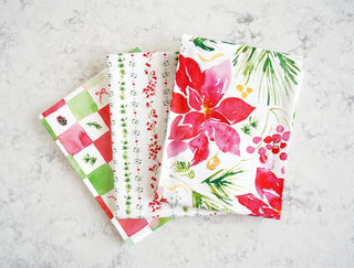 Christmas Tea Towel Set of 3: Holiday Cotton Towels for Kitchen & Baking from Jean Choe Art & Design - Kitchen & Tea Towels