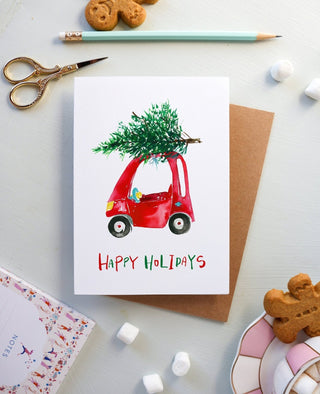 Christmas Tree Toy Car Holiday Card from Jean Choe Art & Design - Other Retail & Shop Fitting