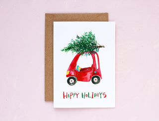 Christmas Tree Toy Car Holiday Card from Jean Choe Art & Design - Other Retail & Shop Fitting