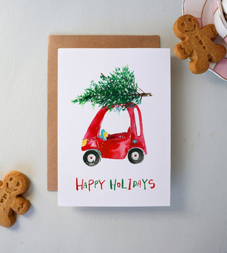 Christmas Tree Toy Car Holiday Card from Jean Choe Art & Design - Other Retail & Shop Fitting