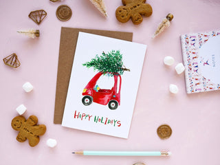 Christmas Tree Toy Car Holiday Card from Jean Choe Art & Design - Other Retail & Shop Fitting