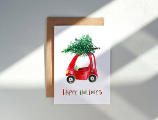 Christmas Tree Toy Car Holiday Card from Jean Choe Art & Design - Other Retail & Shop Fitting