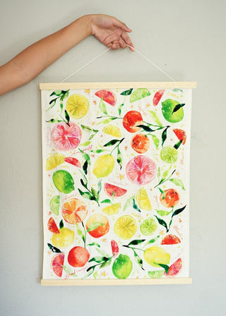 Citrus Party Tea Towel: Bright & Fresh Cotton Kitchen Towel from Jean Choe Art & Design - Kitchen & Tea Towels