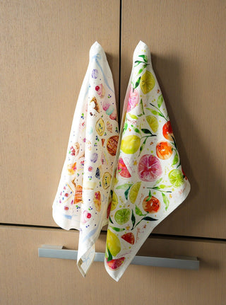 Citrus Party Tea Towel: Bright & Fresh Cotton Kitchen Towel from Jean Choe Art & Design - Kitchen & Tea Towels