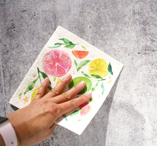 Citrus Swedish Dishcloth: Reusable & Eco - Friendly Kitchen Towel from Jean Choe Art & Design - Reusable Paper Towels
