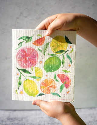 Citrus Swedish Dishcloth: Reusable & Eco - Friendly Kitchen Towel from Jean Choe Art & Design - Reusable Paper Towels