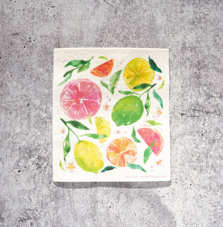 Citrus Swedish Dishcloth: Reusable & Eco - Friendly Kitchen Towel from Jean Choe Art & Design - Reusable Paper Towels