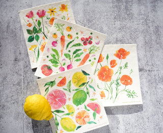 Citrus Swedish Dishcloth: Reusable & Eco - Friendly Kitchen Towel from Jean Choe Art & Design - Reusable Paper Towels